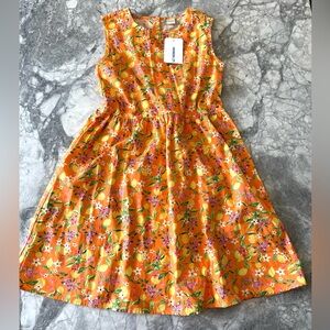 100% cotton Floral, Lemon, Orange Sleeveless Girls Dress size 10-11 Y